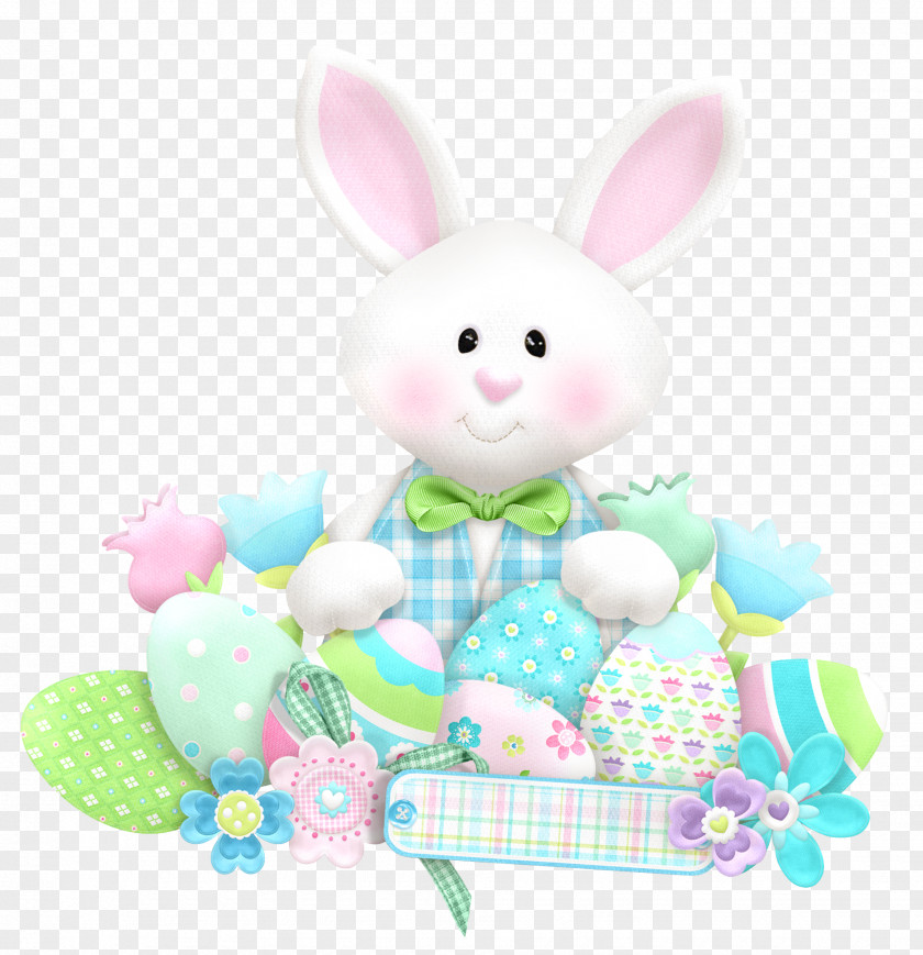 Easter Cute Bunny With Eggs Clipart Rabbit Clip Art PNG