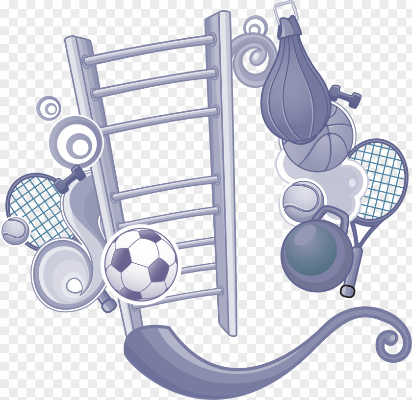 Vector Painted Sports Equipment Cartoon Physical Fitness Sport Illustration PNG