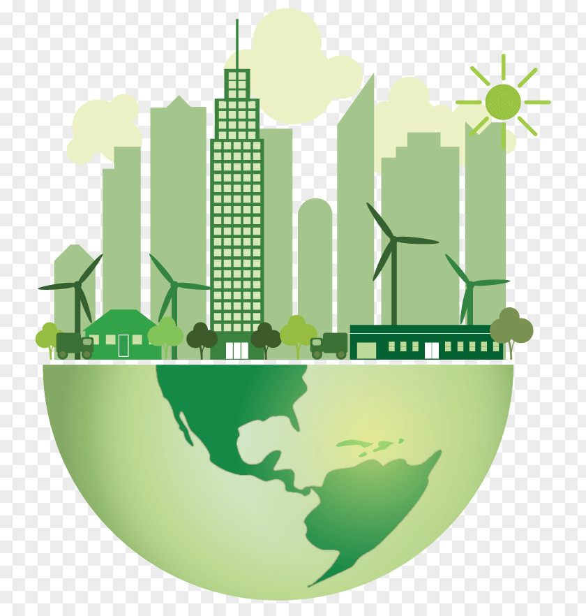 Green Human Settlement City World Skyline PNG