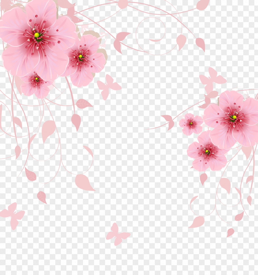 Pink Fantasy Flowers Background Flower Computer File PNG