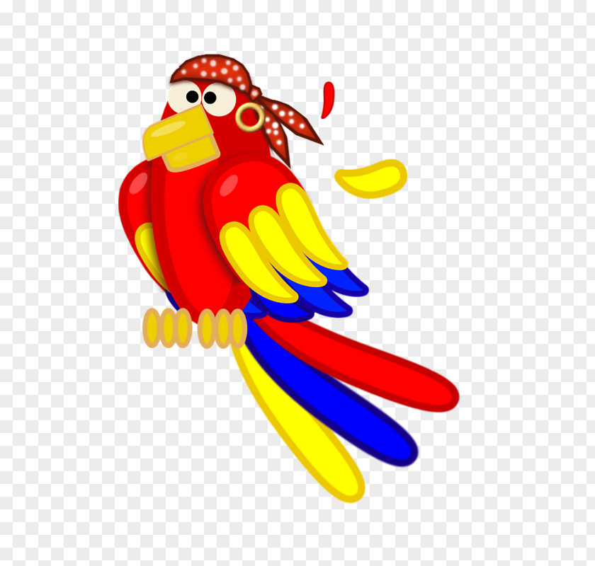 Cartoon Hand Colored Parrot Macaw Clip Art PNG