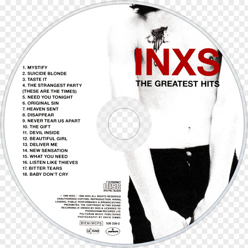 Wasted Compact Disc INXS The Greatest Hits Elegantly Album PNG