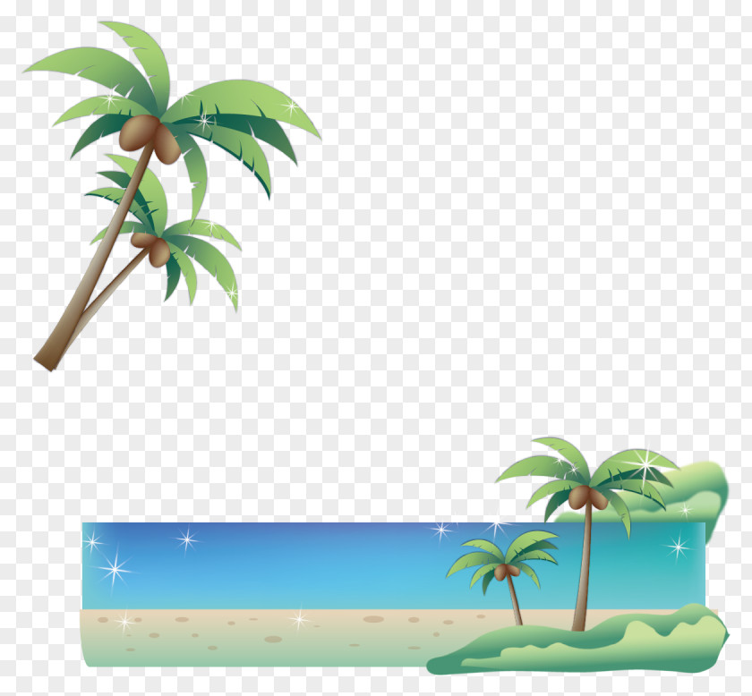 Beach Coconut Tree Poster Material PNG