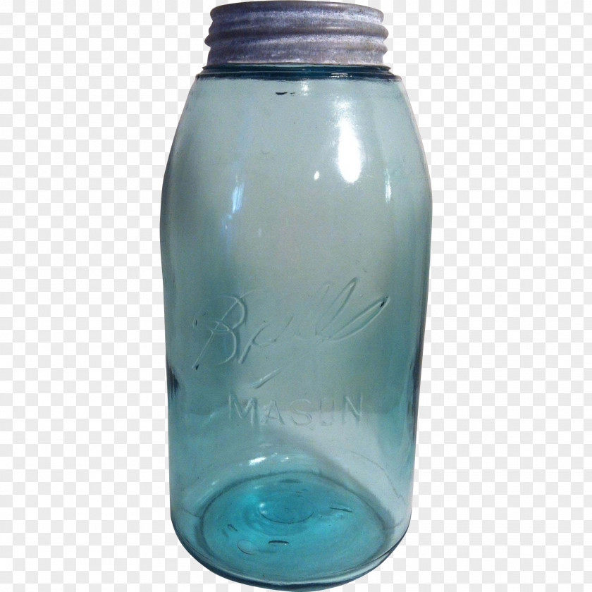 Mason Jar Glass Lid Aqua PNG
