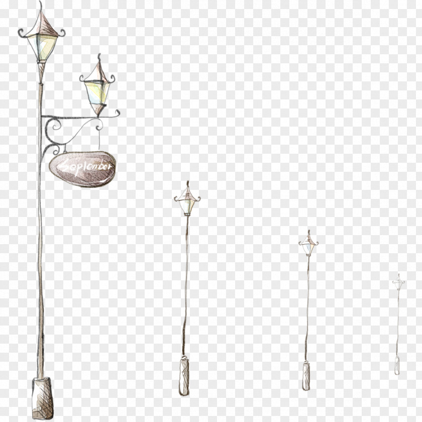 Small Hand-painted Street Lights Light Lamp PNG