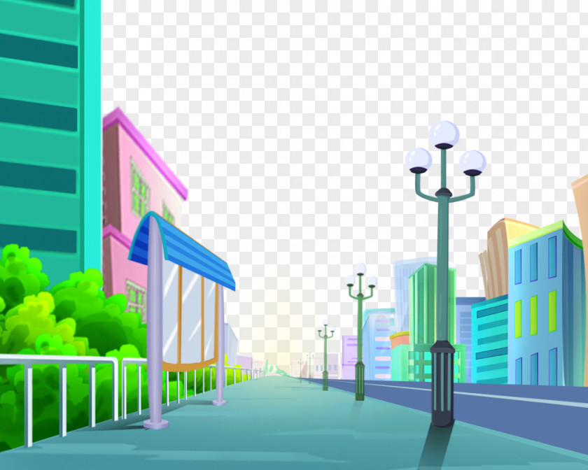 2017 Cartoon Street Lights Tower Road PNG
