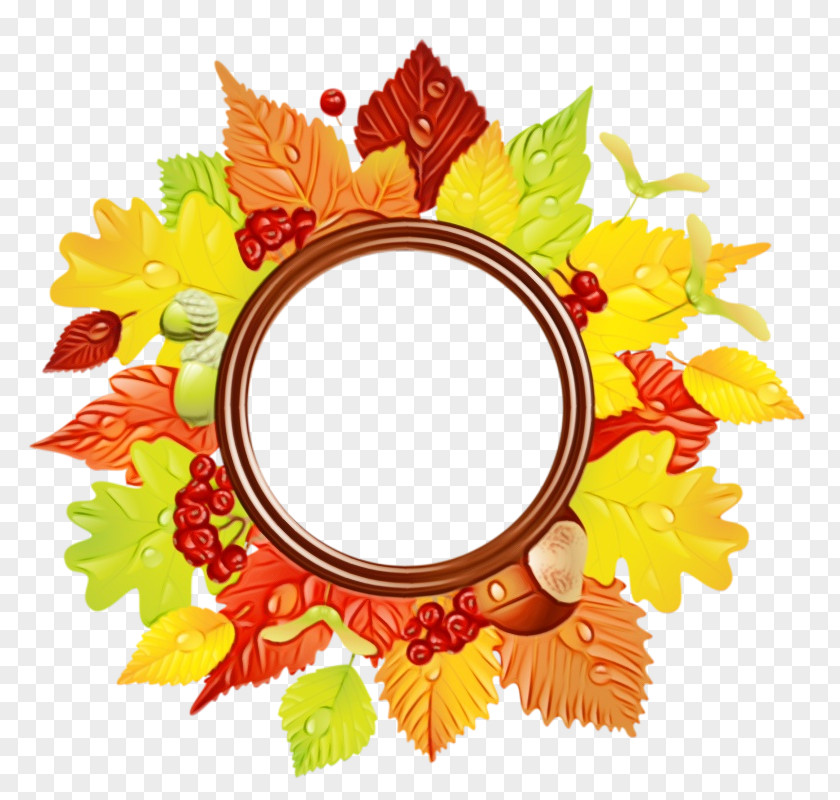 Mirror Autumn Watercolor Floral Background PNG