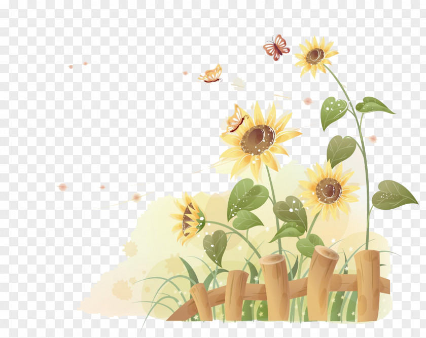 Yellow Fence Paper Common Sunflower Art Photography Clip PNG