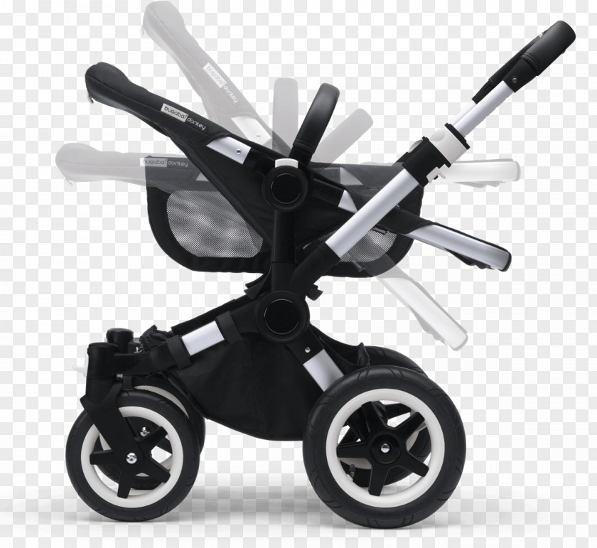 Child Bugaboo Donkey Duo Baby Transport International Base, Aluminum/Black PNG