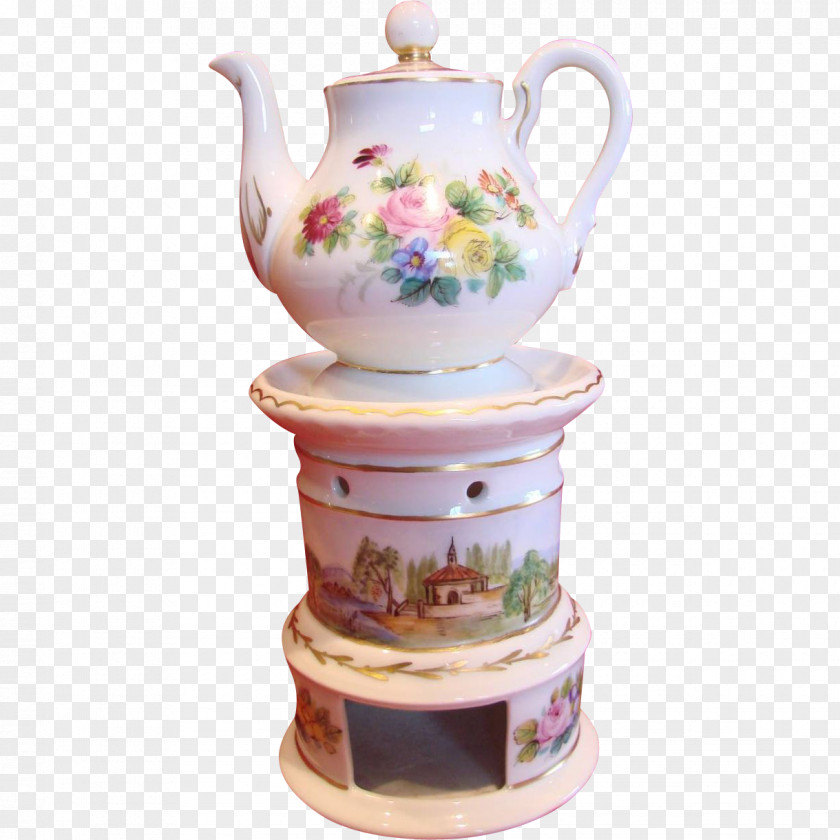 Hand Painted Teapot Jug Coffee Cup Porcelain Lid Mug PNG