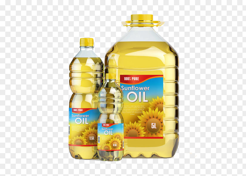 Three Bottles Of Sunflower Oil Vegetable Cooking Bottle PNG