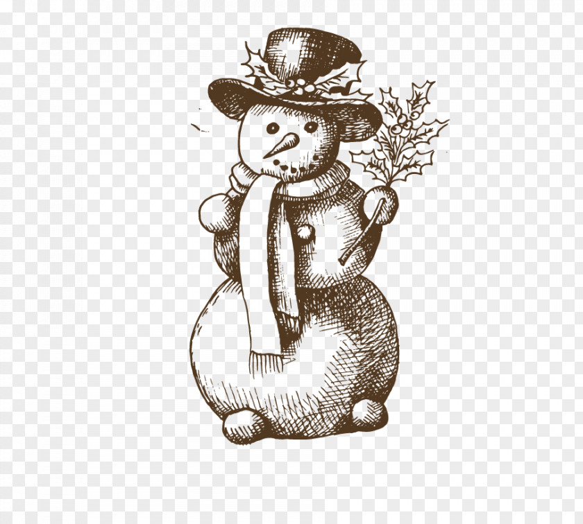 Hand Drawn Snowman Christmas Drawing PNG
