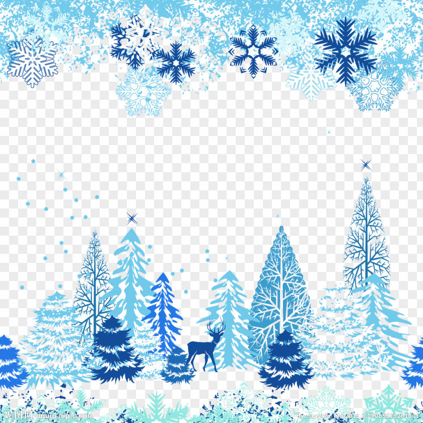 Blue Christmas Tree Snowflake Winter Clip Art PNG