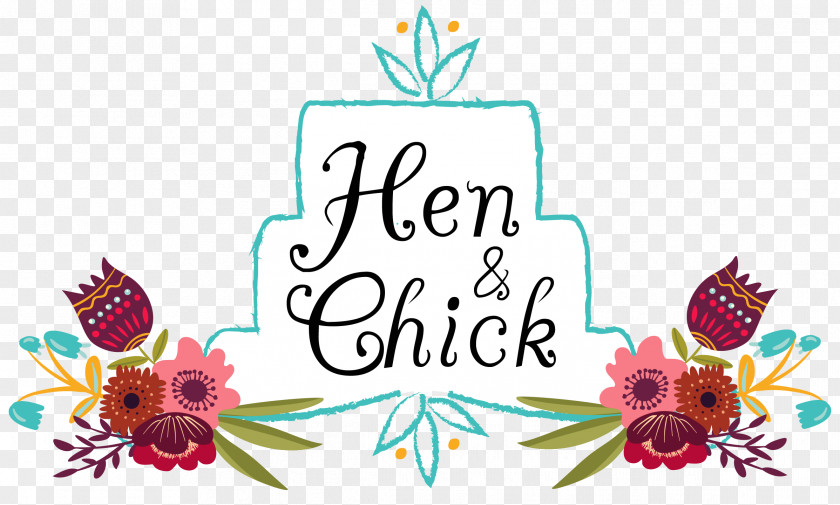 Design Floral Hen And Chicks Cake Graphic PNG