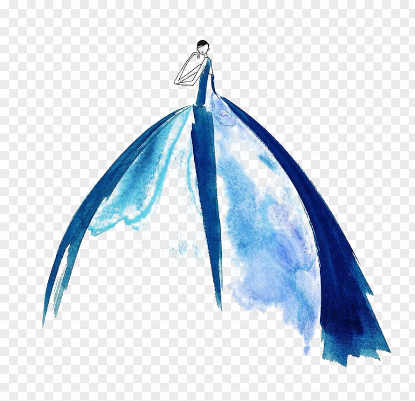 Wearing Blue Evening Dress Fashion Drawing Illustrator Illustration PNG