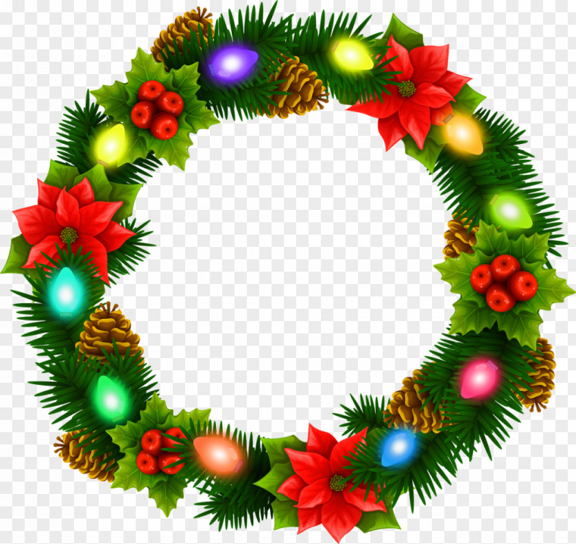 Garland Wreath Christmas Day Lights Ornament PNG