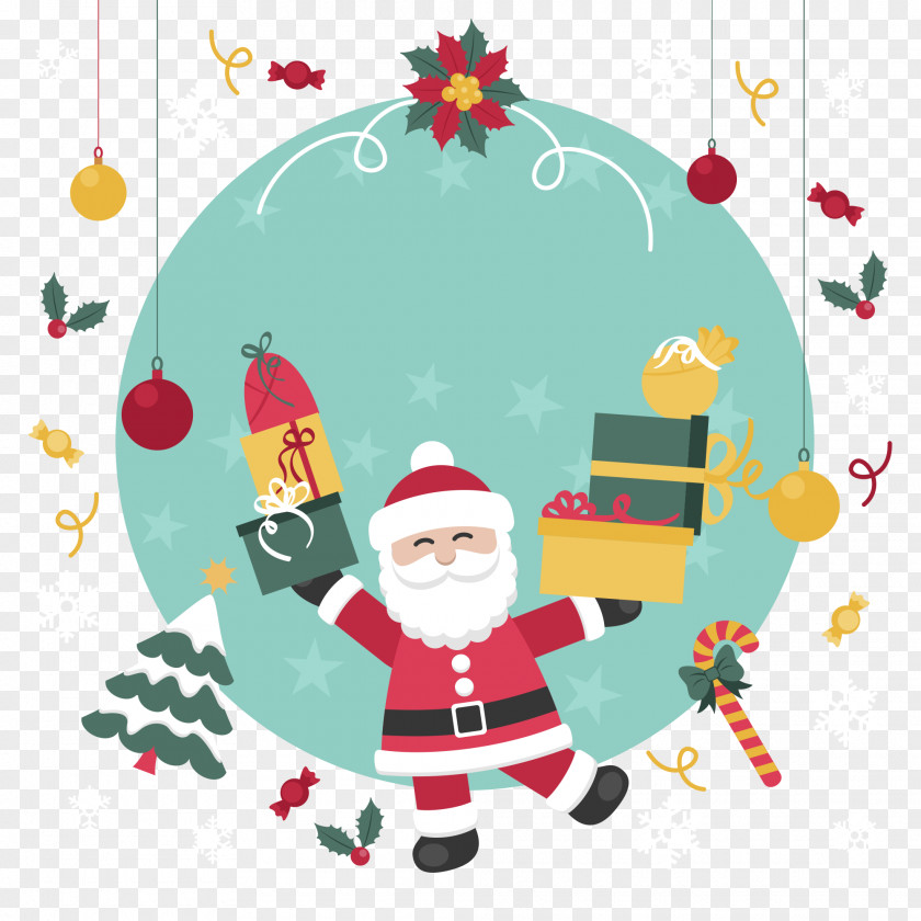 Vector Christmas Illustration Santa Claus Gift Download PNG