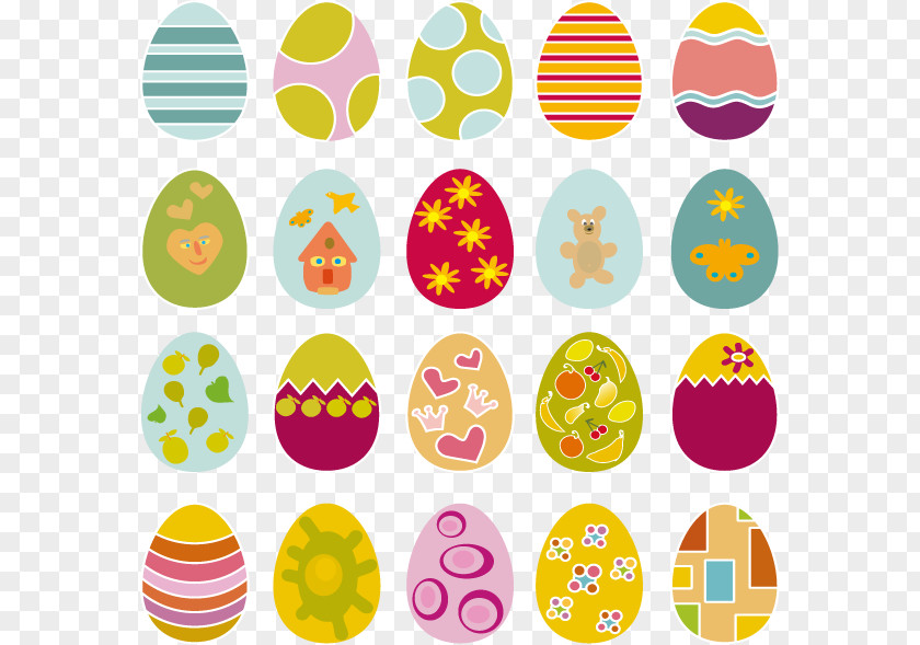 Vector Flat Colored Eggs Easter Bunny Egg Pattern PNG
