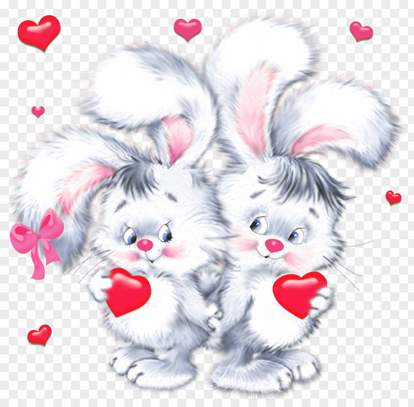 Bunnies With Heart Png Clipart Valentine's Day Birthday Wish Gift PNG