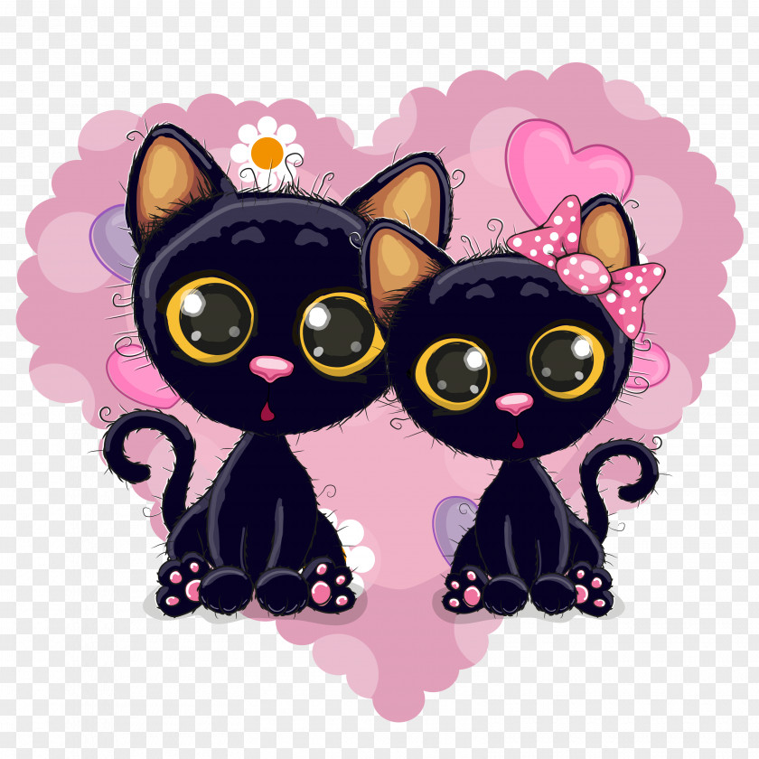 Kitten Black Cat Hello Kitty Cartoon PNG