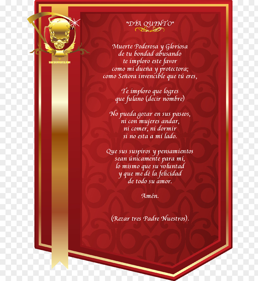 Santa Muerte Prayer Amarre De Amor Saint Death PNG