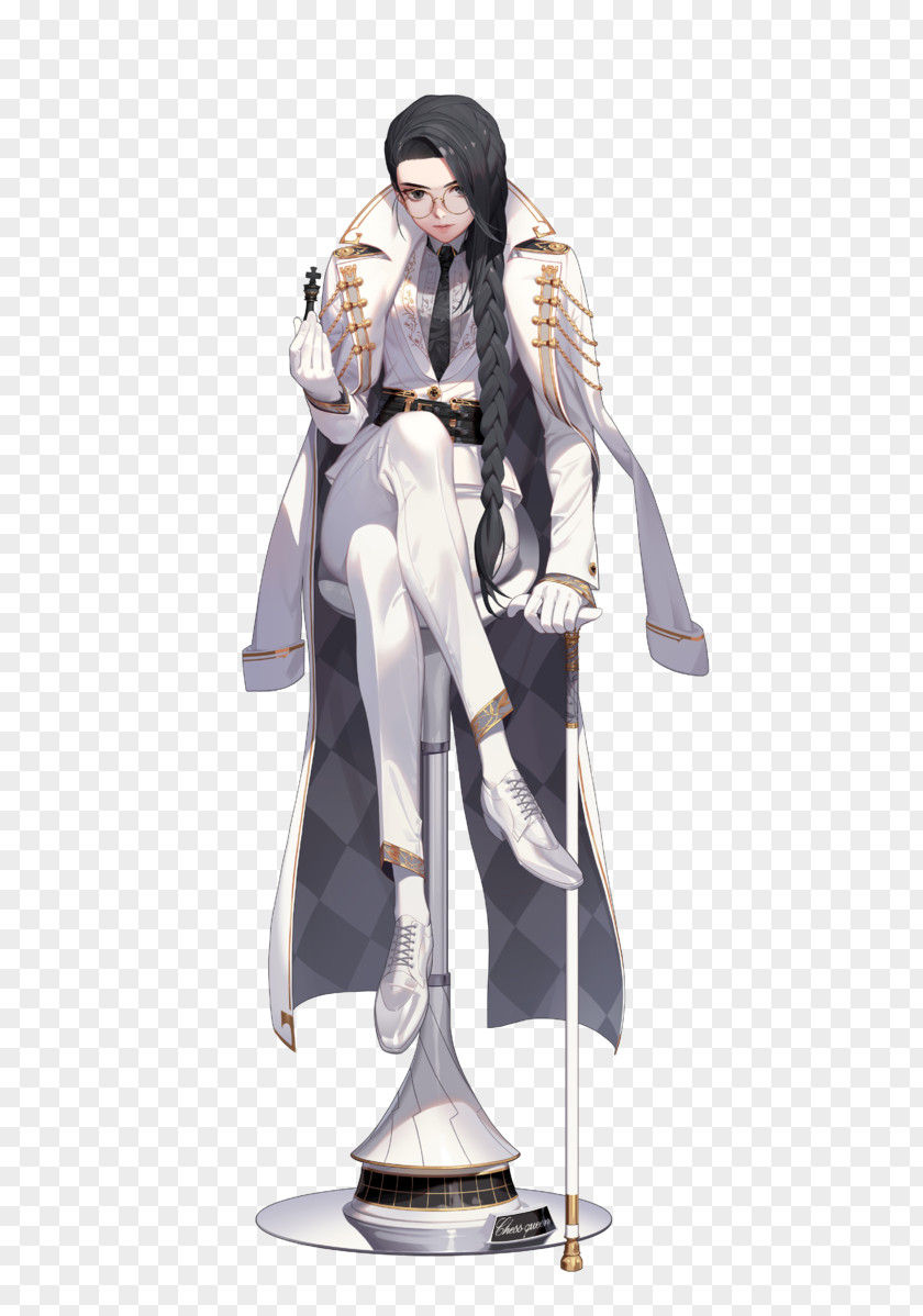 Drawing White Character Black Clothing PNG