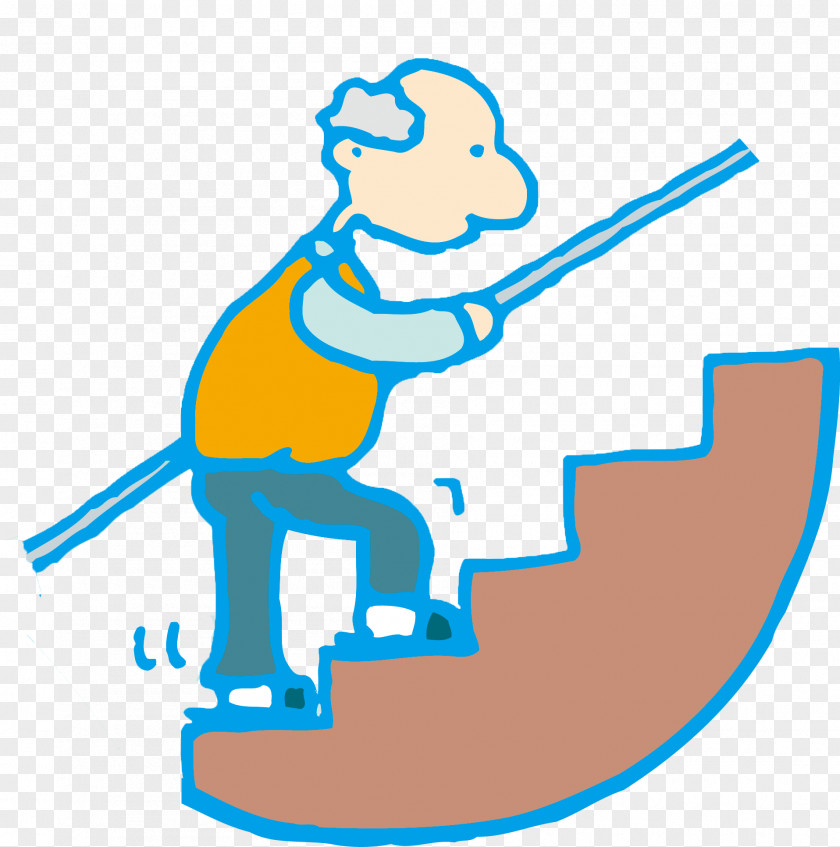 Old Man Up The Stairs Poster Illustration PNG
