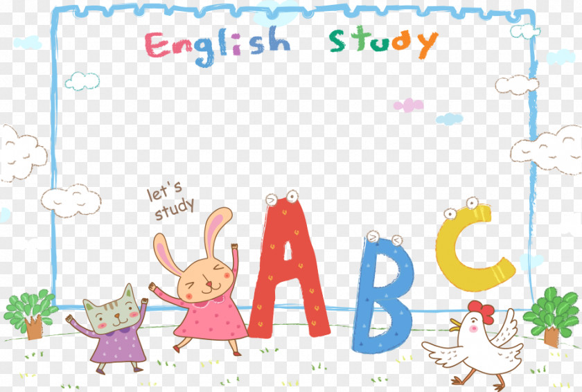 Vector Cartoon Bunny With Letter English Alphabet Learning PNG