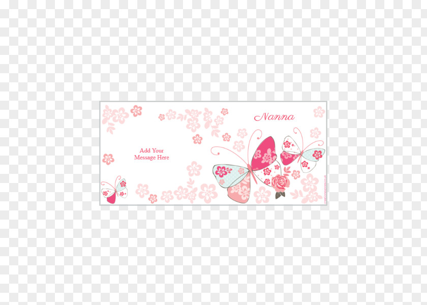 Butterfly China Greeting & Note Cards Pink M Rectangle Font PNG