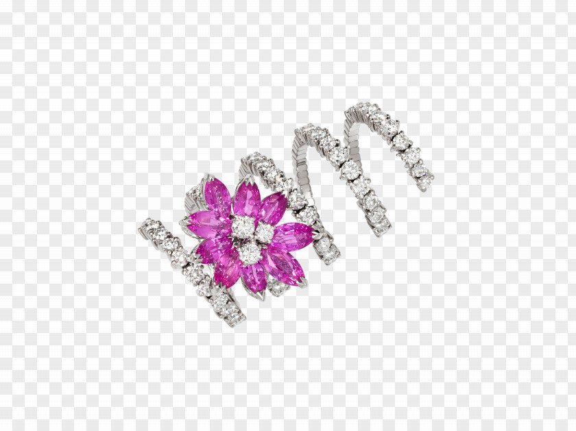 Flower Ring Earring Jewellery Ruby Gemstone PNG