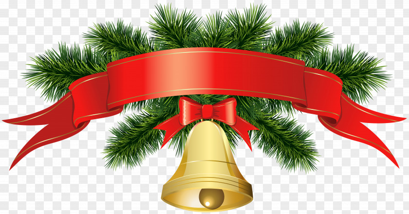 Christmas Golden Bell Banner Transparent Clip Art Image Decoration Santa Claus PNG