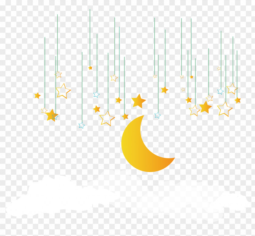 Star Moon Decoration Yellow Pattern PNG