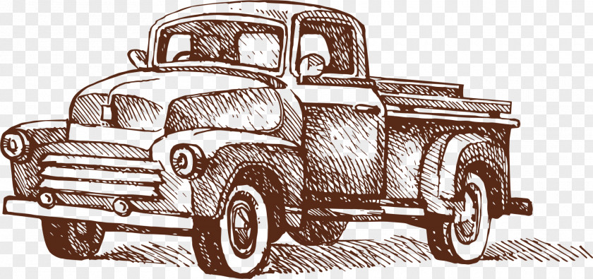 Brown Brief Truck Vintage Car Automotive Design Classic PNG