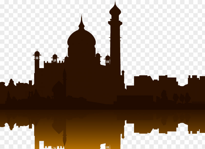 City ​​building Taj Mahal Building Silhouette PNG