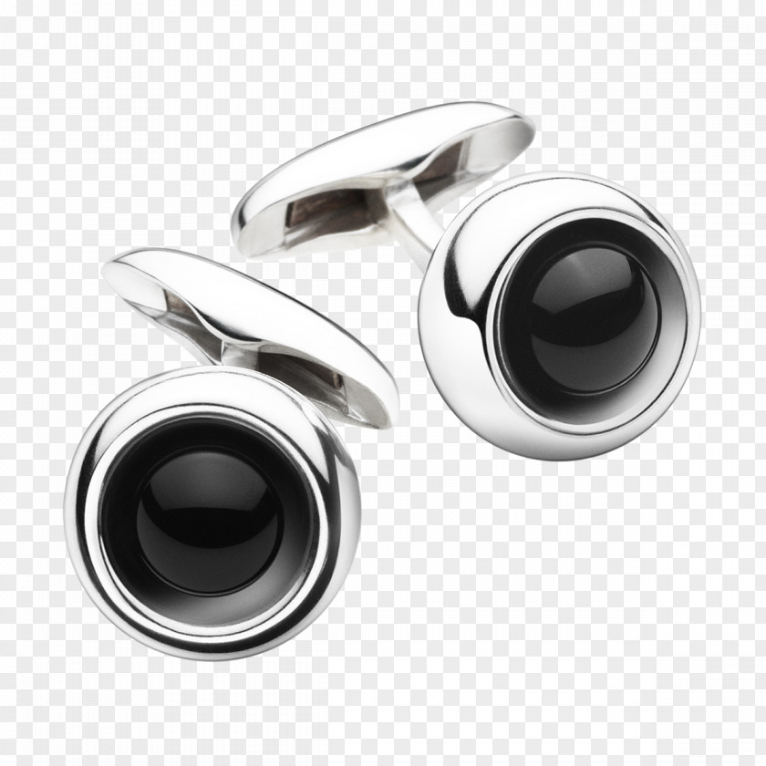 Silver Cufflink Sterling Onyx Agate PNG