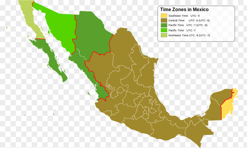 United States Mexico Central Time Zone Map PNG