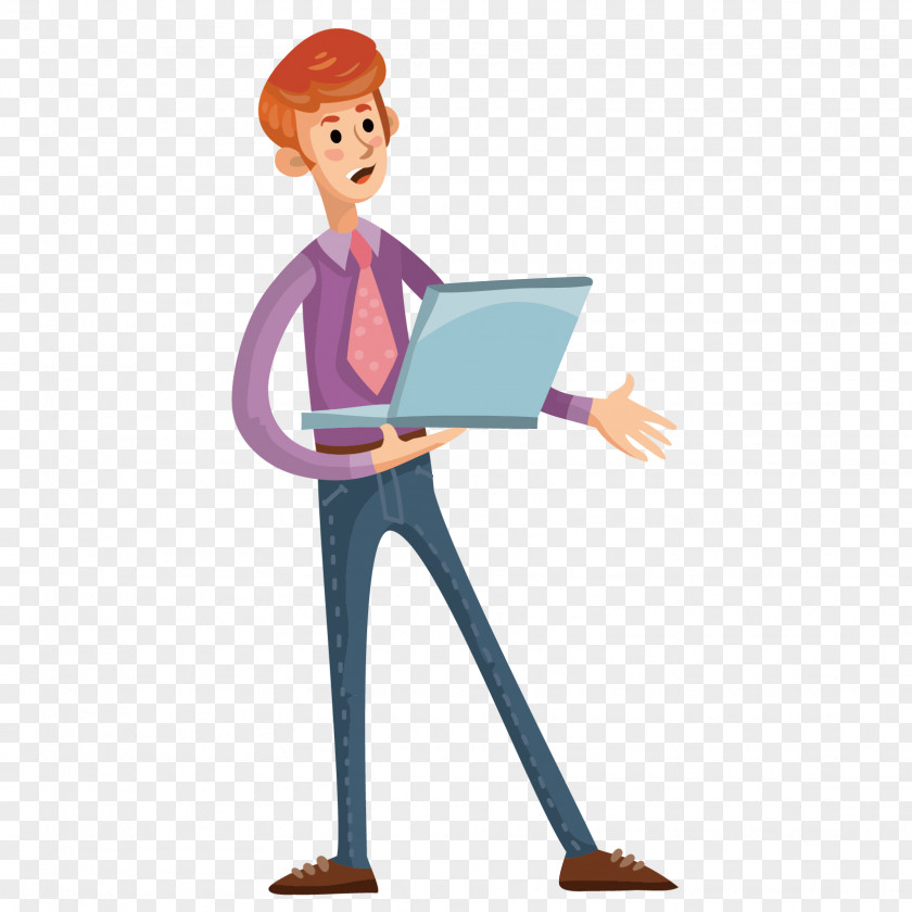 The Man With Computer In Vector Laptop Download PNG