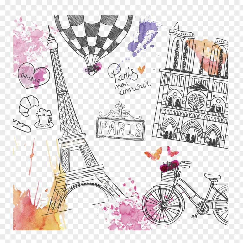 Free Hand-drawn Elements Of Paris Drawing Download PNG