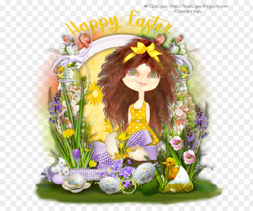 Happy Easter Typography Floral Design PNG