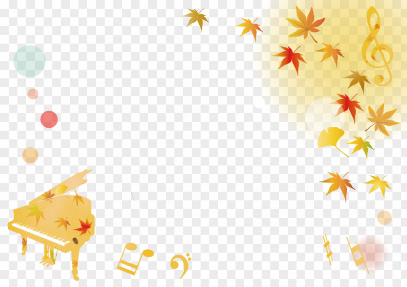 Piano And Autumn Leaves Frame.Others Frame PNG