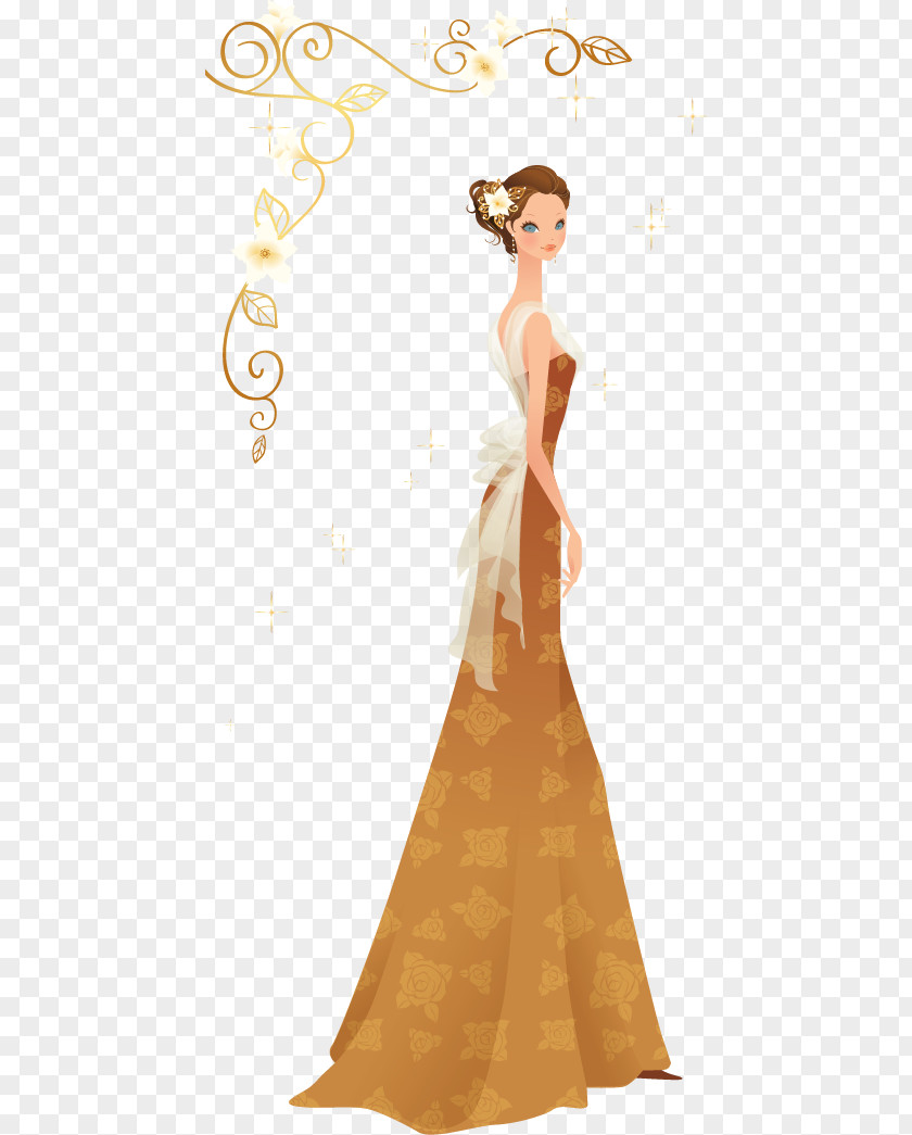 Beautiful Bride And Wedding Pattern Vector Material Dress PNG