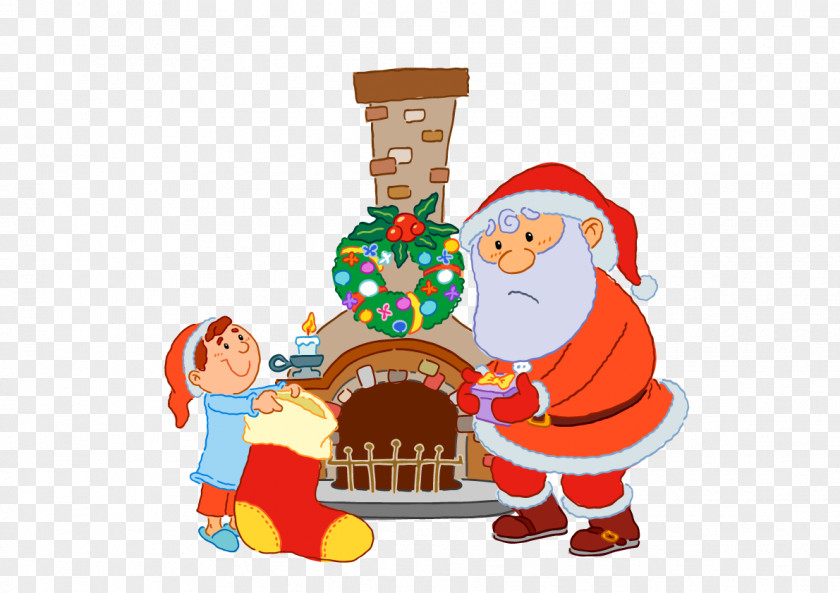 Santa Claus Giving Gifts Vector Elements Gift Christmas PNG