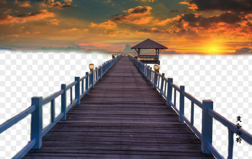 The Evening Cloud And Bridge Sunset Afterglow Download PNG