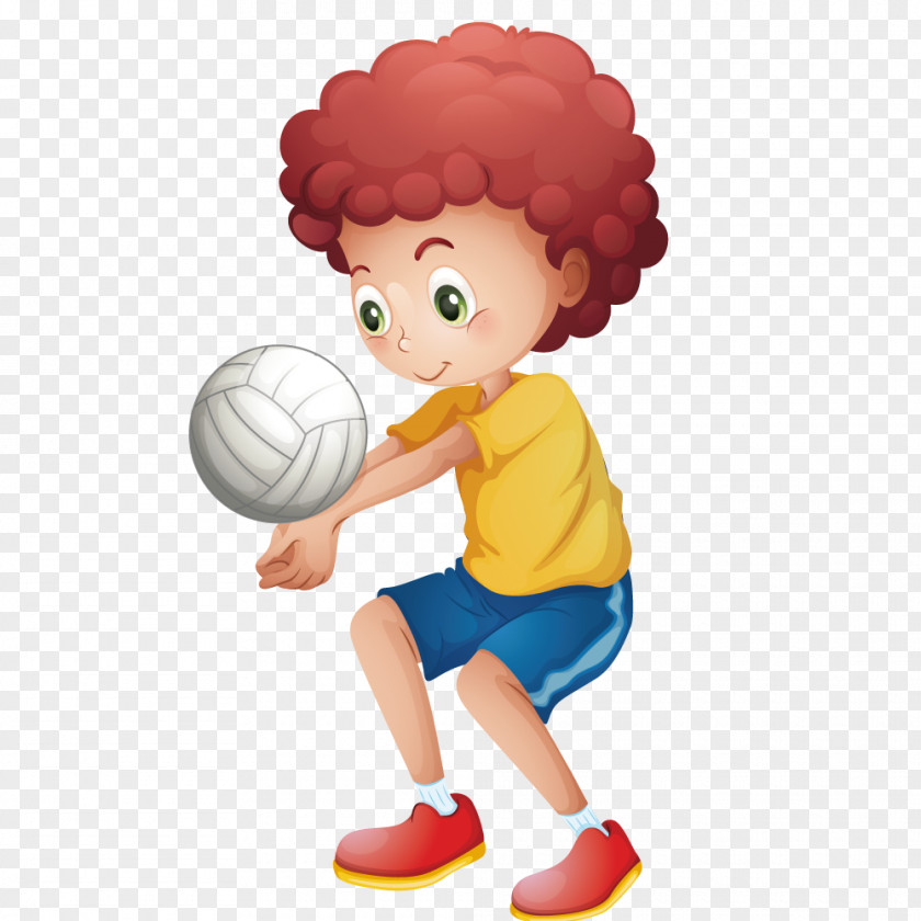 Vector Playing Volleyball Sport Child Illustration PNG