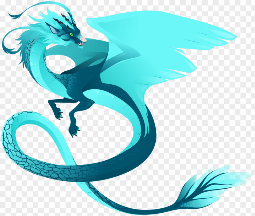 Winged Serpent Turquoise Clip Art PNG