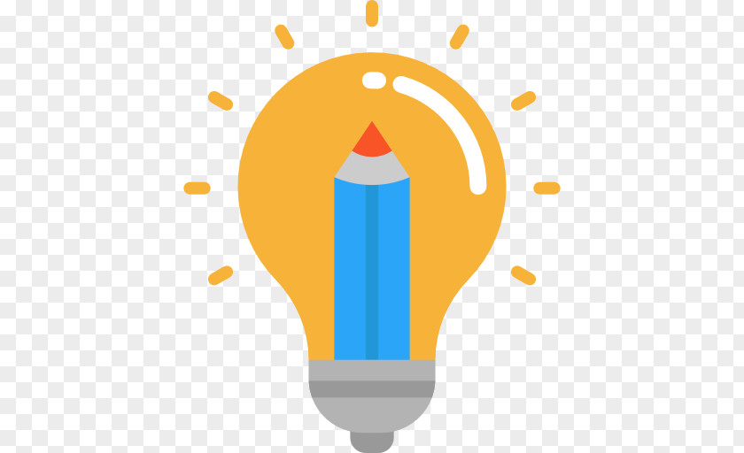Yellow Light Bulb Idea Flat Design Innovation Web PNG