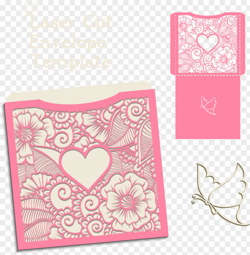 Hibiscus Flower Pink Envelope Paper Wedding Invitation PNG