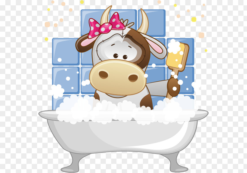 Bathtub Cattle Cartoon PNG