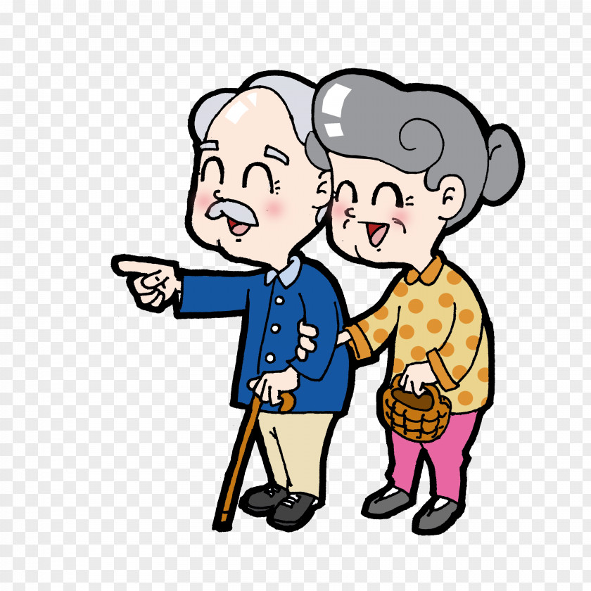 Elderly Couple Cartoon Double Ninth Festival Old Age PNG