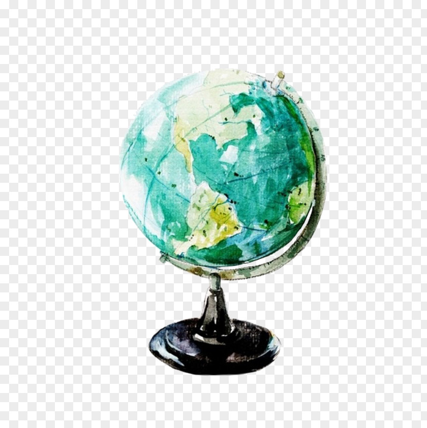Globe Watercolor Painting World PNG